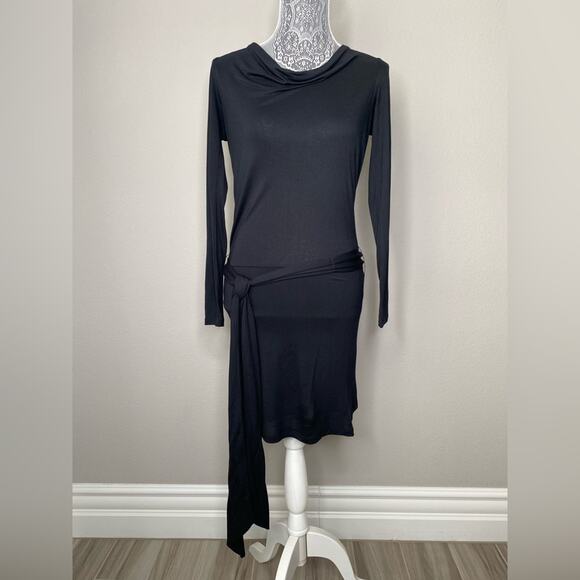 HAUTE HIPPIE Womens Backless Draped Neck Long Sleeve Bodycon Mini Jersey Dress - Picture 2 of 7